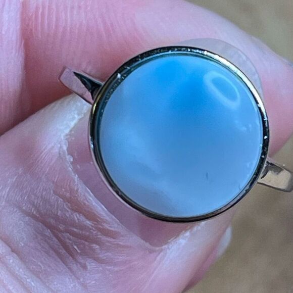 Larimar S925 sterling silver adjustable ring 10mm natural stone crystal NEW - Picture 7 of 14